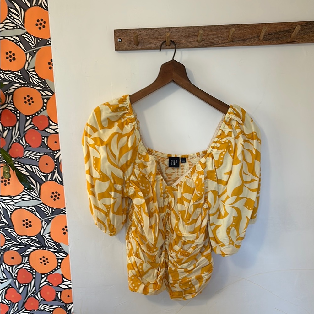 GAP Yellow and White Floral Blouse